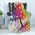 thumbnail image 4 of Abstract Soft Flannel Fleece Blanket, Colorful Blooming Spring Season Tree with Butterflies Pastoral Nature Illustration, Cozy Plush for Indoor and Outdoor Use, 60" x 80", Multicolor, by Ambesonne, 4 of 5