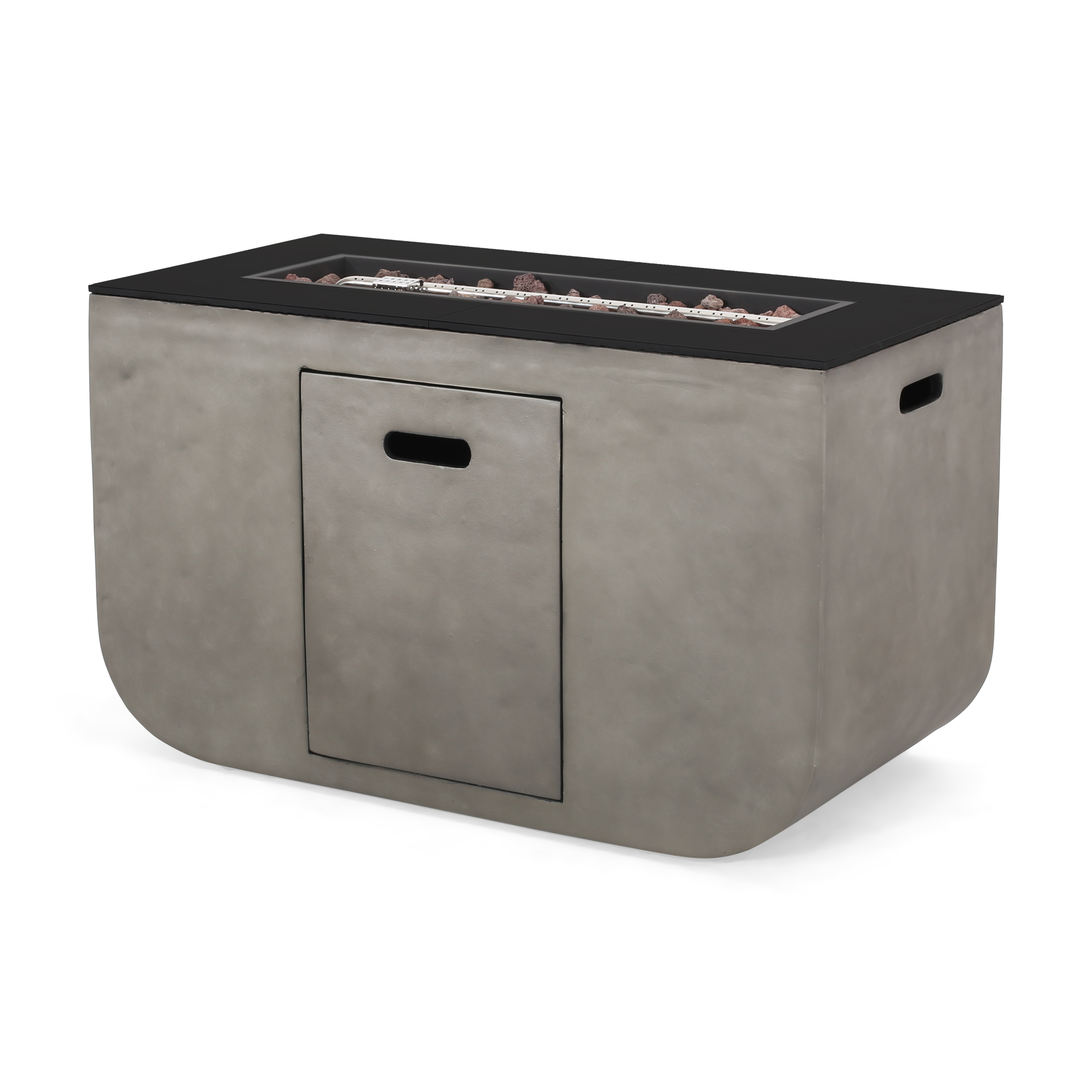 Noble House Adio 40" Rectangular Fire Pit in Light Gray and Black - image 2 of 8