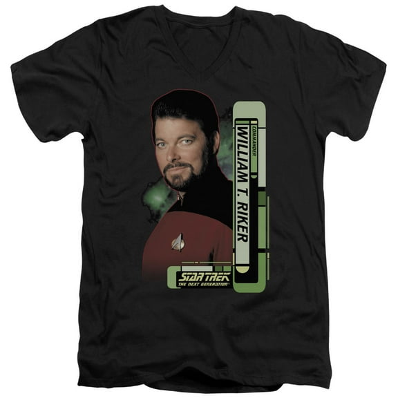 Star Trek Riker Adult V-Neck T-Shirt Black