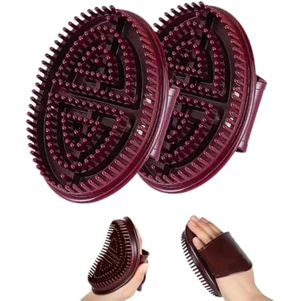 wonima11 Meridian Pressure Brush Body Relaxation Massage Comb Essential Oil Brush Body Scrubber Bath Body Brushes SPA Massager Device, for Meridian Scalp Full Body Relaxation Massage (2 Pcs) (Brown)