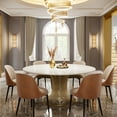 thumbnail image 3 of Tribesigns 59 inch Modern Luxury Sintered Stone Round Dining Table with Gold Stainless Steel Pedestal for Kitchen Dining Room, 3 of 9
