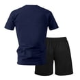 thumbnail image 3 of Zimjoy Men's 2 Pieces Athletic Set Breathable Mesh Short Sleeve T-Shirt & Shorts Lightweight Workout Gym Clothes for Running Navy S, 3 of 7