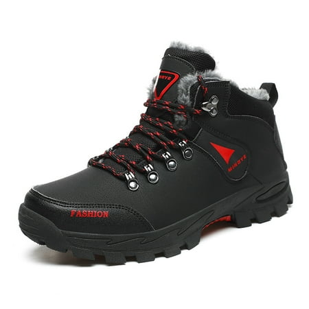 

Men‘s Waterproof Anti-Slip Lace-Up Fleece PU Hiking Boots