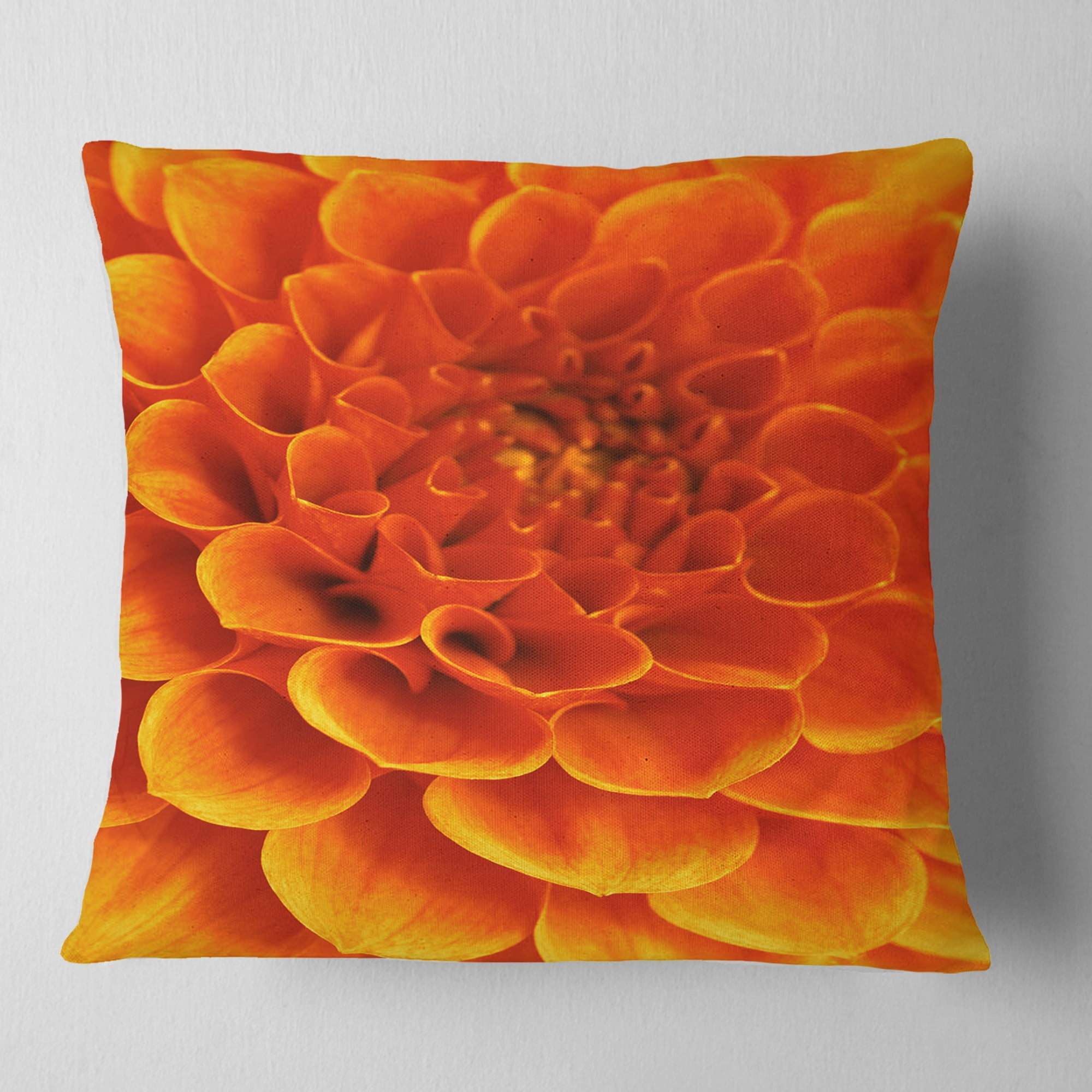 Designart 16" x 16" Orange Polyester Throw Pillow