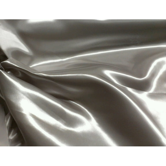 Satin FABRIC 5 YARDS OF 100% Satin 60" inch WIDE 15 COLOR Tablecloth By the Yard", (Color: Silver)