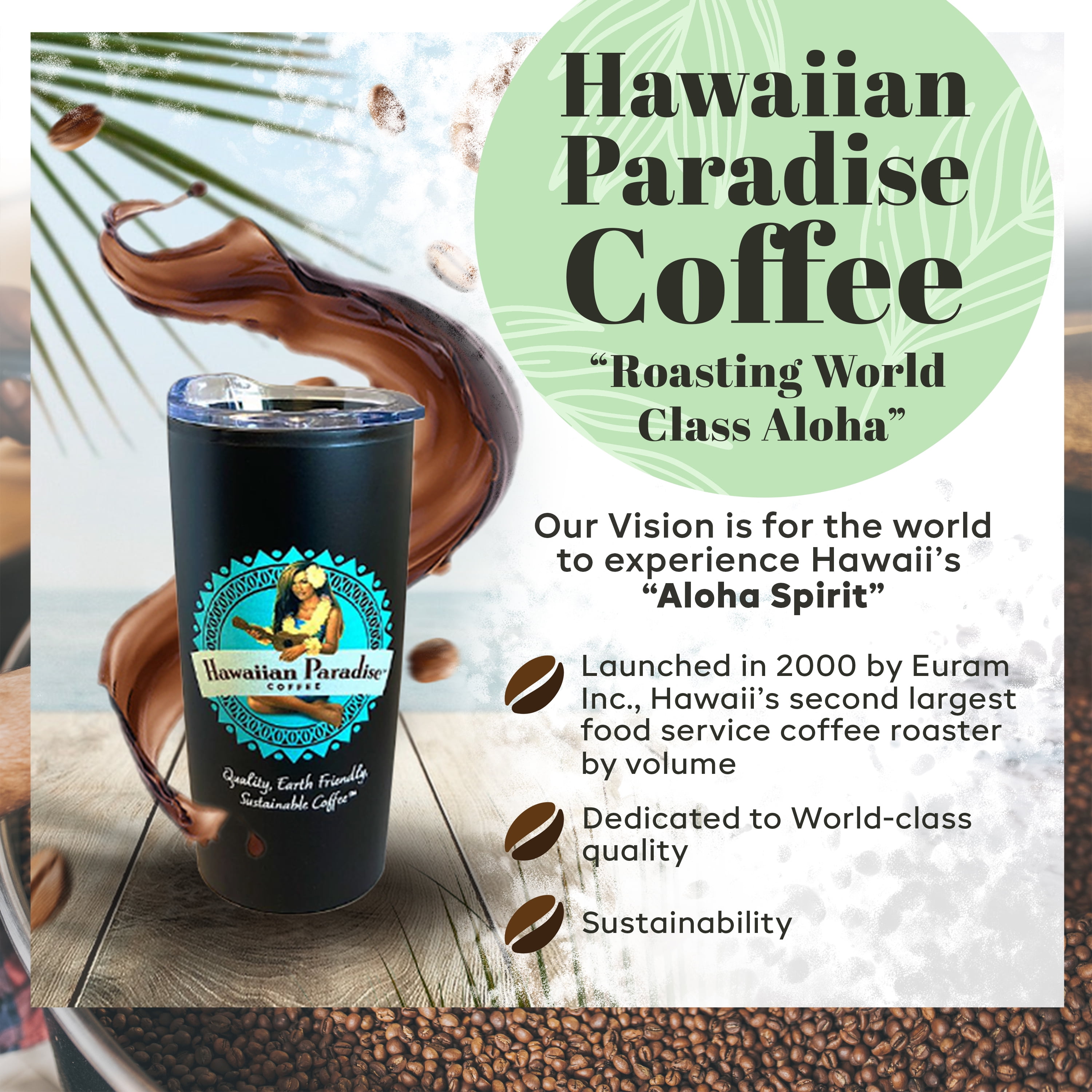 Hawaiian Paradise Coffee Volcano Dark Roast Ground Coffee, 100% Arabica Organic, Premium Rich Flavored , Finest Beans, Sustainably Grown & Roasted in Hawaii, USA (Volcano Roast Ground 24oz. Bag)