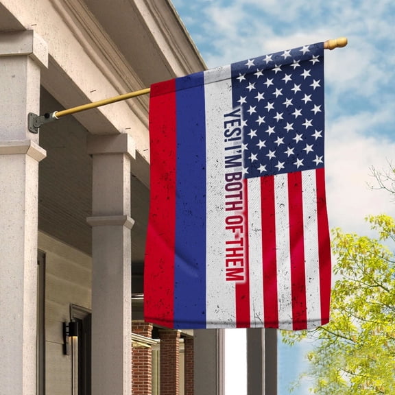 American Half Russia Flag Russian Friendship U.S.A My Home My Blood Garden Flag, Double-Sided Decorative Outdoor Flag, Patriotic Polyester Yard Flag 12 x 18 in