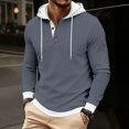 thumbnail image 4 of Admvng Mens Hooded Shirt Drawstring Hood Long Sleeve Casual Hoodie, 4 of 6