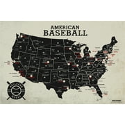 Baseball Stadium Map Poster Vintage Edition 24x16 inches