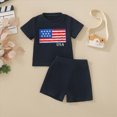 thumbnail image 2 of Baby Toddler Boy 4th of July Outfits 6 12 18 24 Months 2T 3T 4T Flag Embroidery Waffle Short Sleeves T-Shirt Elastic Shorts Set 2 Clothes Kaprioy Mamas Boy Baby Clothes, 2 of 9
