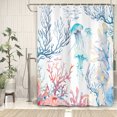 thumbnail image 3 of DTEKOJ Coastal Jellyfish Shower Curtain, 72” x 72” Ocean Blue Beach Theme, Fabric Bathroom Decor, 3 of 5