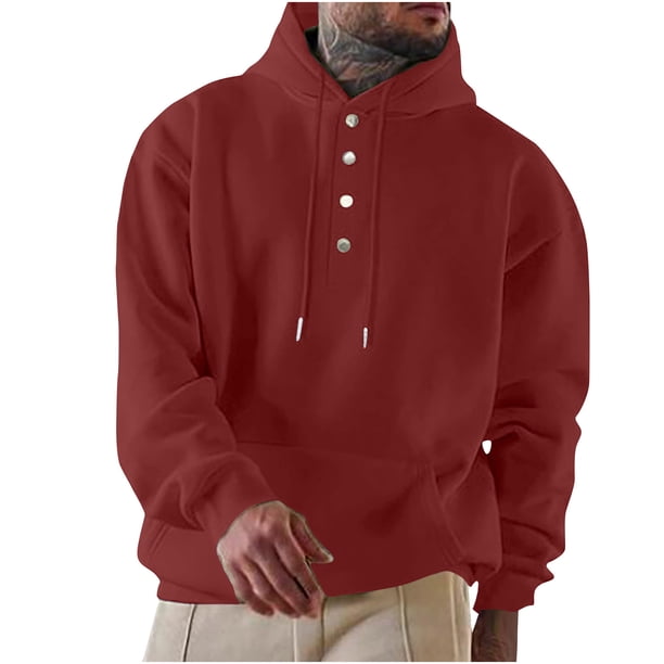 Sudadera con capucha para hombre, estilo casual, a la moda, con cuello redondo y bolsillo, de manga larga