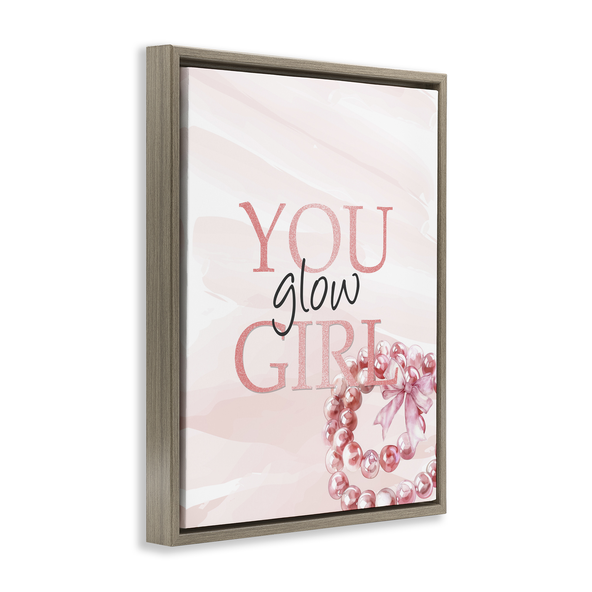 You Glow Girl Feminine Brown Framed Floater Canvas Wall Art, design by Kim Allen
