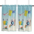 thumbnail image 4 of Laundry Room Washing Machine Clothes Dry Rod Pocket Short Curtain HalfCurtain For Home Kitchen Door Drape Cafe Small Window, 4 of 5