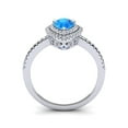 thumbnail image 3 of SuperJeweler 1 Carat Pear Shape Blue Topaz and Double Halo Diamond Ring In Sterling Silver For Women, 3 of 6
