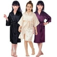 thumbnail image 4 of KYAIGUO Kids Youth Girls Silky Satin Robes Baby Youth Summer Bathrobe Toddler Solid Color Medium Length Night-Robe Loungewear,Sizes 2-14Y, 4 of 7