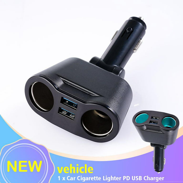 Dual-USB LED Car Cigarette Lighter Adapter Charger 12V 2-Way Socket  Splitter UK A0N3