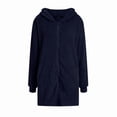 thumbnail image 3 of Women'S Long Sleeve Hooded Cardigan with Zipper Loose Plush Cardigan Jacket Women'S Plush Jacket Navy Blue M, 3 of 8