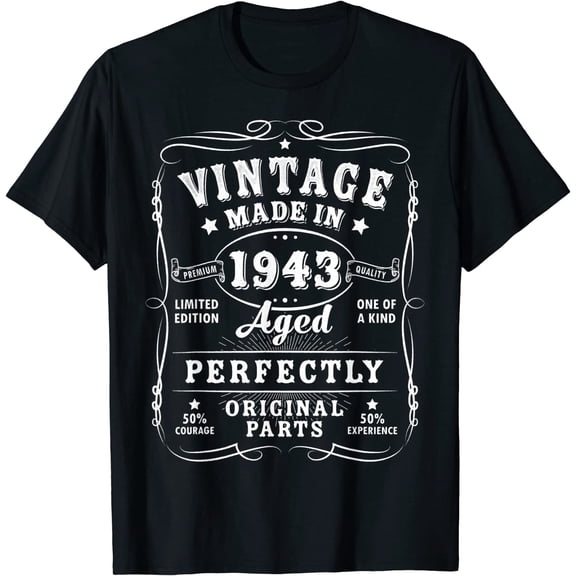 Vintage 80th Birthday Decorations Men Funny 1943 80 Birthday T-Shirt