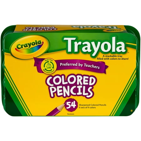Crayola Trayola Bulk Colored Pencils Set, 54-Count, Storage Tray