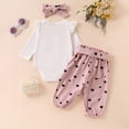 thumbnail image 4 of NOLDARES Baby Girl Clothes Outfits Cute Print Romper Pant Fall Winter Newborn Outfit Sets 3Pcs(Pink,3-6 M), 4 of 9