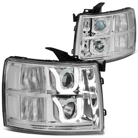 - For 2007 to 2014 Chevy Silverado Dual LED U -Halo Projector Headlight Chrome Housing Clear Corner 08 09 10 11 12 13 1500 2500 3500 Left+Right
