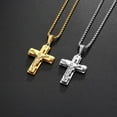 thumbnail image 2 of Multilayer Cross Christ Jesus Pendant Necklace 14K Yellow Gold Link Box Chain Men Gold Color Crucifix Jewelry Gift, 2 of 7