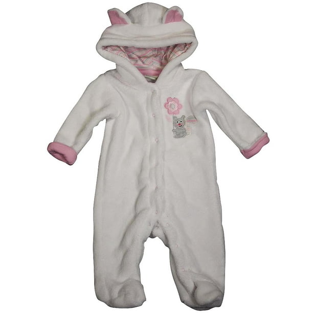 Happi By Dena Baby Girls Newborn One Piece Long Sleeve Footed Coverall 342 6 9months White Plush Walmart Com