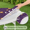 thumbnail image 5 of Purple Sun Moon Cloud Star Pattern Round Fitted Tablecloth with Elastic Edge,Dining Table Cover Waterproof,Outdoor Round Tablecloth for Camping,Dining,Indoor and Outdoor, 5 of 7