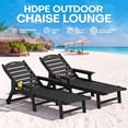 thumbnail image 4 of Cobiod Outdoor HDPE Chaise Lounge Chair Set of 2 , 5-Position Adjustable Reclining Lounger with Wheels & Cup Holders,350lb Capacity,Overall length 78" , Black, 4 of 8