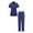Navy, variant on Vibrex Women's Comfy Solid Color Scrub Sets Pockets Stretch Stand Collar Top & Straight Pants set Medical Uniform Women Scrub Set Soft Quarter Zip Pullover Top and Elastic Waist Pants with Pockets