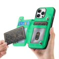 thumbnail image 5 of KAIYANG B7 Funda para iPhone 16 Pro con cierre magnético desmontable y tarjetero de piel y TPU - Verde multicolor, 5 of 5