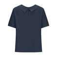 thumbnail image 5 of Besolor Women Summer Cotton Linen Tops Collared Short Sleeve Plus Size Shirts Casual Loose Solid Dressy Blouse Tunic, 5 of 6