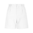 thumbnail image 4 of RYRJJ Bermuda Shorts for Women Dressy Casual Summer High Waist Pleated Wide Leg Work Trouser Shorts with Pockets and Belt(White,L), 4 of 6