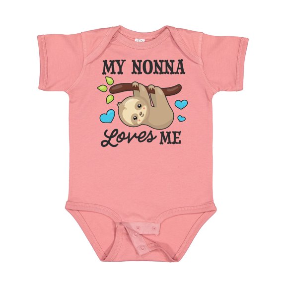 Inktastic My Nonna Loves Me with Sloth and Hearts Boys or Girls Baby Bodysuit