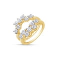 thumbnail image 3 of AFFY Moissanite Diamond Sunburst Halo Guard Enhancer Ring in 14K Yellow Gold over Silver For Womens-9, 3 of 6