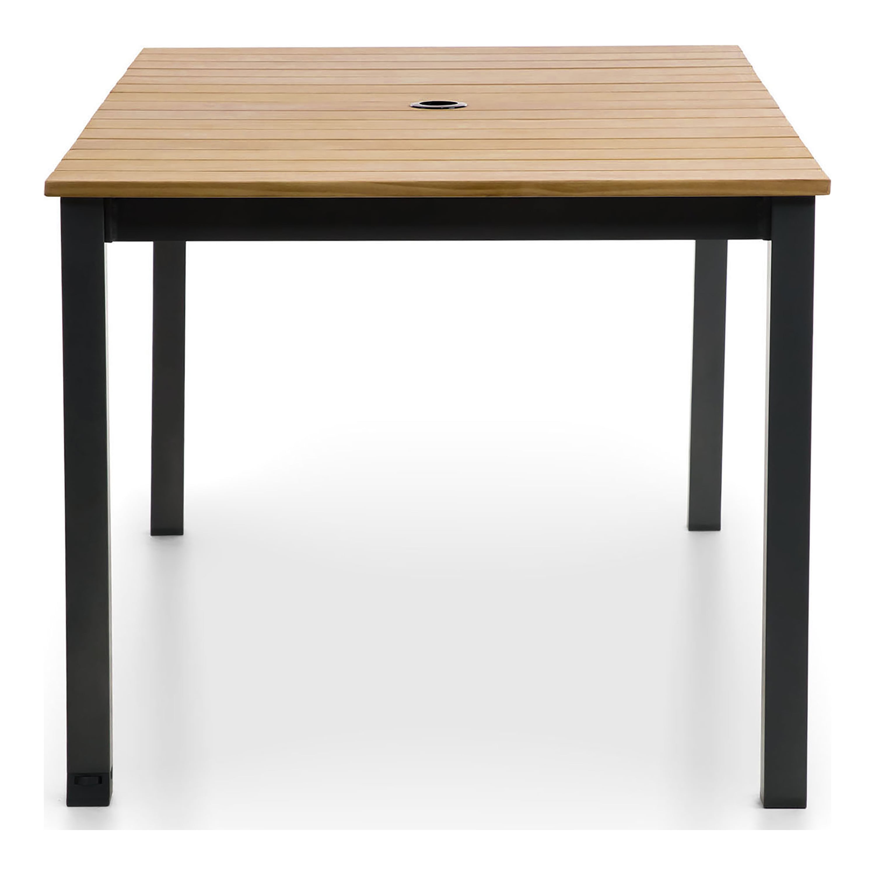 Furniture of America Mack Aluminum Patio Dining Table with Umbrella Hole, Gun Metal