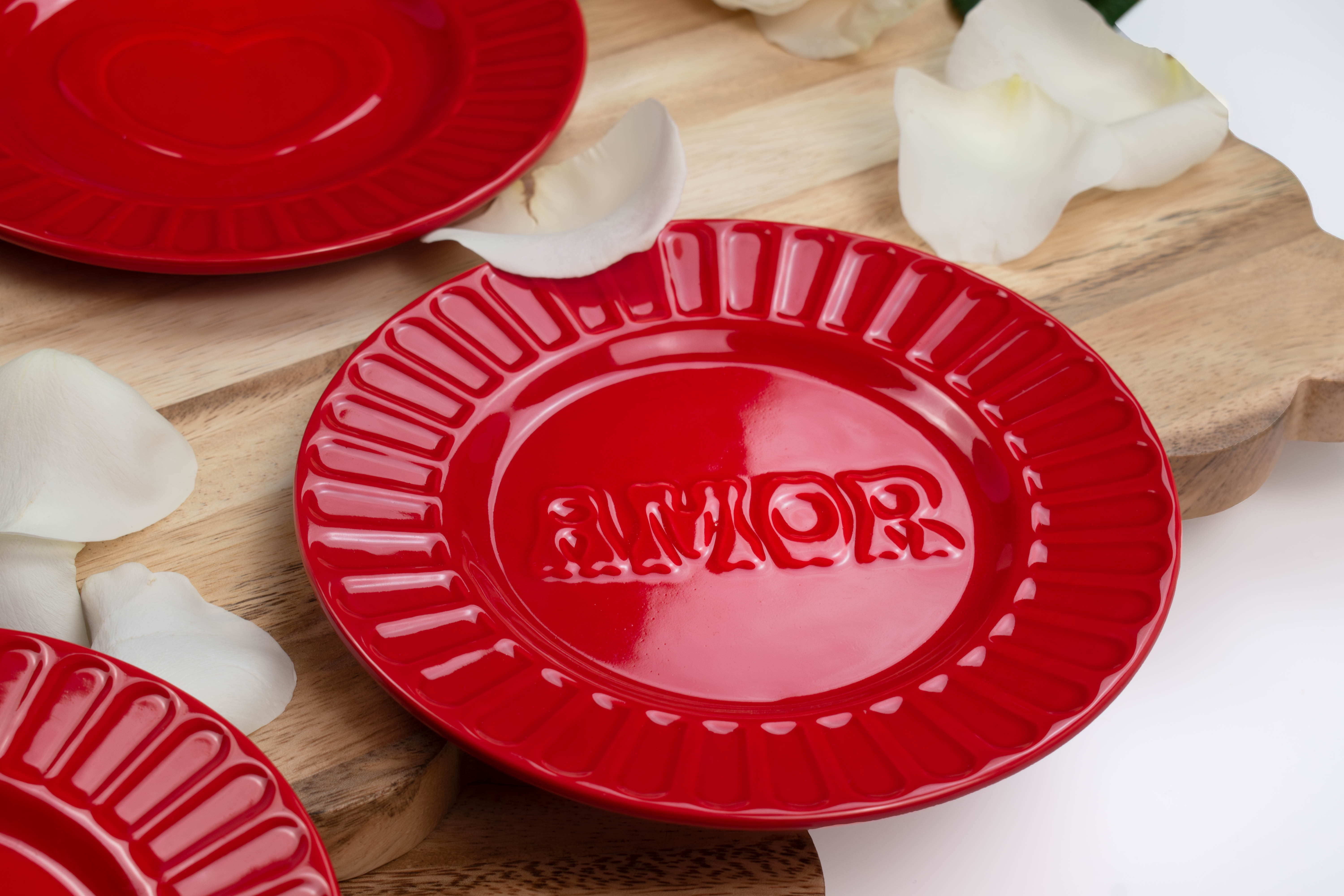 Way to Celebrate 4pk Red Ceramic Appetizer Plates