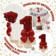 thumbnail image 3 of Bougie Pailletée Rouge, Bougie Chiffre Nœud Rouge, Décoration de Gâteau d'Anniversaire, Fournitures de Fête Rouges, Bougie d'Anniversaire pour Gâteau, Bougies Chiffres Nœud Rouges, Décoration de Dessus de Gâteau pour Fête d'Anniversaire, Nœud E Numéro 1, 3 of 6