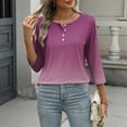 thumbnail image 5 of Hvyesh 3/4 Sleeve Tops for Women Henley Shirt Dressy Tie Dye Tunic T-Shirts Spring Summer Lightweight Going Out Top, 5 of 8