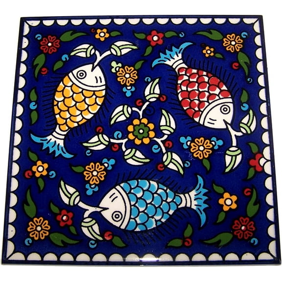 Modular Hand Painted Tile from Jerusalem Model IV - 6 Inches - Asfour Outlet Trademark