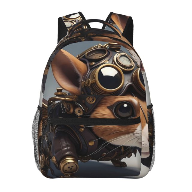Disketp Steampunk Squirrel Pilot Mochila Estampada para Hombre y Mujer – Mochila Ligera Clásica con Múltiples Bolsillos para Universidad, Trabajo y Viajes-One Size