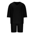 thumbnail image 7 of Stamzod Sweatsuits for Men 2 Piece Summer Solid Color Short Sleeve Tees and Shorts Set Casual Loose Plus Size Workout Running Tracksuit with Pocket Black XXL, 7 of 7