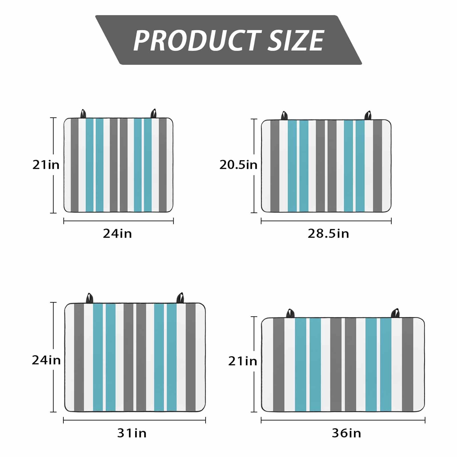 Grey Aqua Stripes, Stove Top Cover for Electric Stove, Heat-proof & Non Slip Glass Top Stove Cover Protector, Abstract Contemporary Minimalist Geometric Kitchen Flat Cooktop Rubber Mat 24x21 Inches