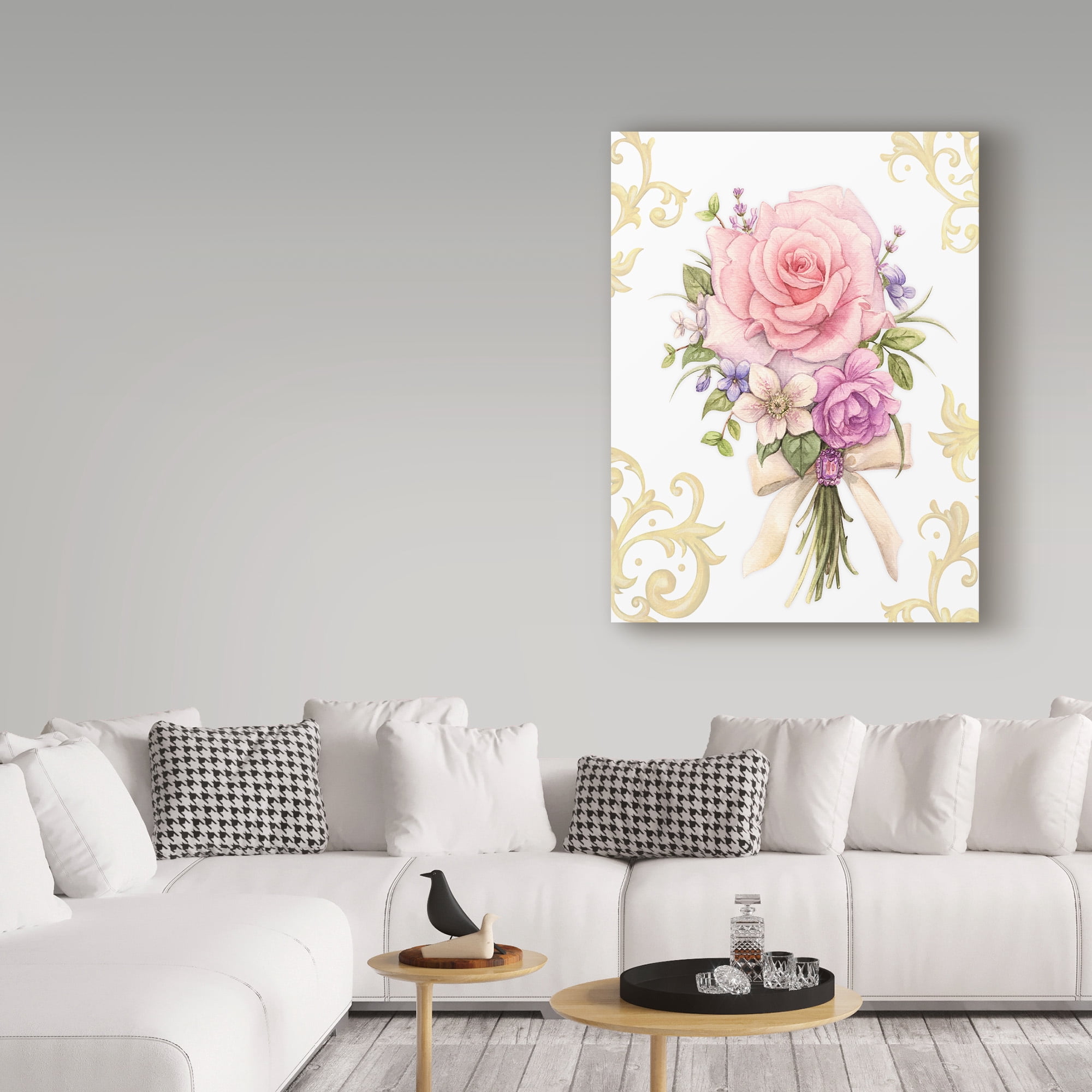 Trademark Fine Art 'Small Bouquet With A White Bow' Canvas Art by Maria Rytova