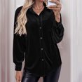 thumbnail image 4 of Njagoc3 Womens Fashion Long Sleeve Solid Velvet Cardiganturndown Collar Shirt Blouse, 4 of 6