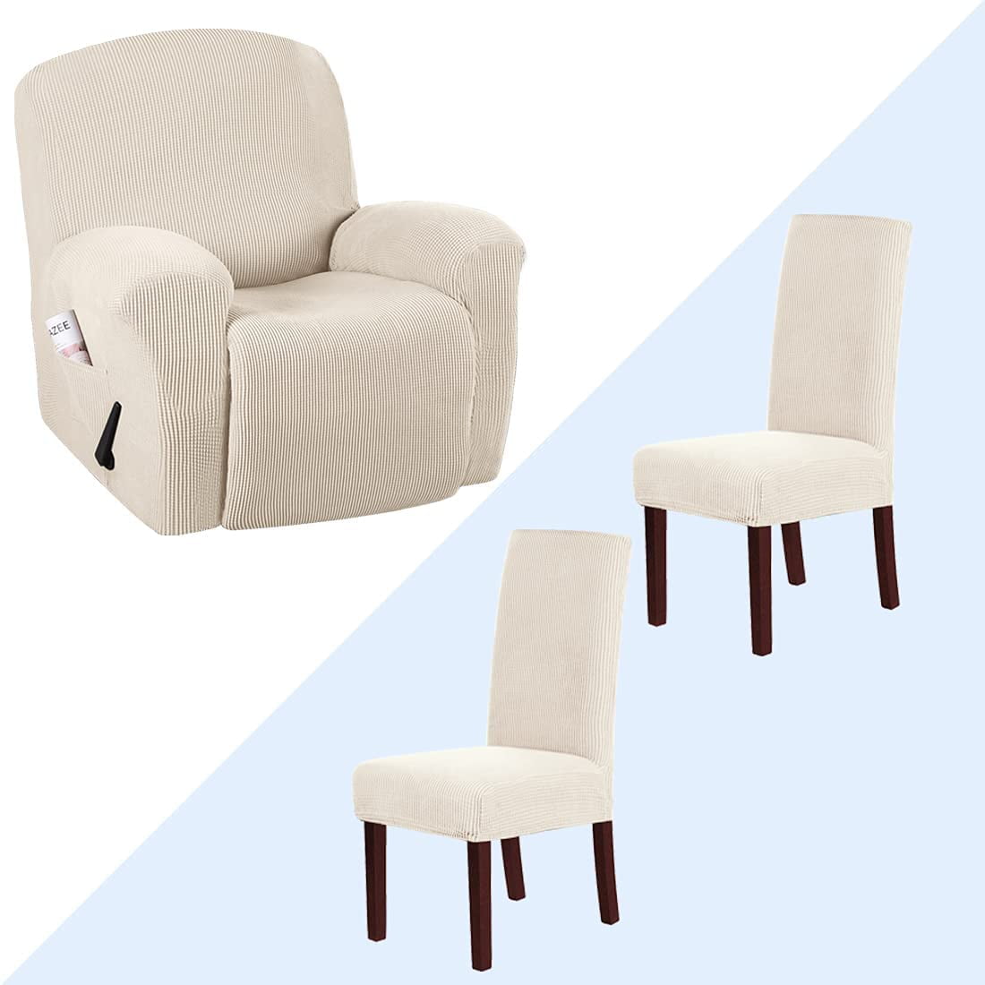 Stretch Recliner Slipcovers Bundle Covers for Dining Room Set of 2