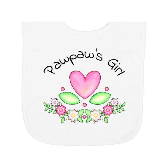 Inktastic Pawpaw's Girl Heart Flowers Baby Terry Cloth Bib