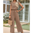 thumbnail image 7 of Jumpsuits for Women 2025 Summer Ruffle Sleeves Square Neck Rompers Drawstring Overalls with Pockets Khaki M, 7 of 7
