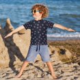 thumbnail image 3 of FORMRS Boys Rash Guard Short Sleeves Swim Shirt Quick Dry UPF 50+ Sun Protection, Sizes 3-12T, Red Fireworks Pattern, 3 of 6